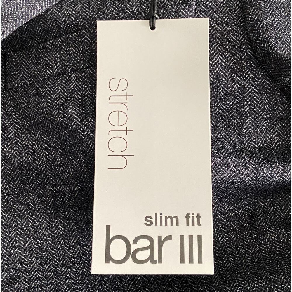 Bar III Sport Coat Men's 40 Short Slim Fit Stretch Dark Blue Herringbone NEW - Picture 7 of 12